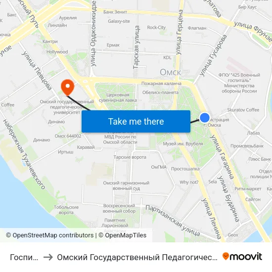 Госпиталь to Омский Государственный Педагогический Университет map