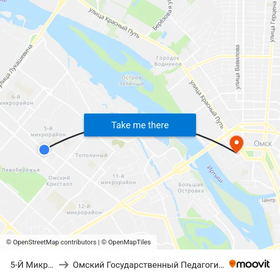 5-Й Микрорайон to Омский Государственный Педагогический Университет map