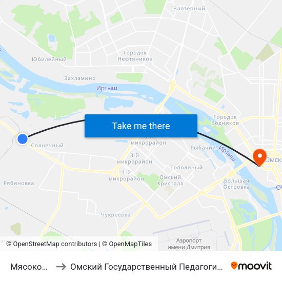 Мясокомбинат to Омский Государственный Педагогический Университет map