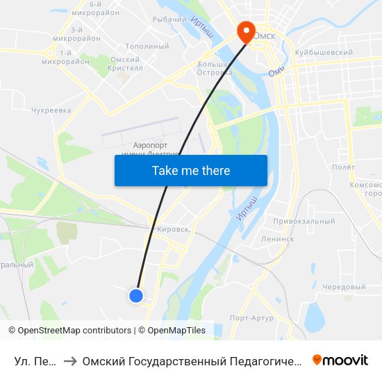 Ул. Перова to Омский Государственный Педагогический Университет map