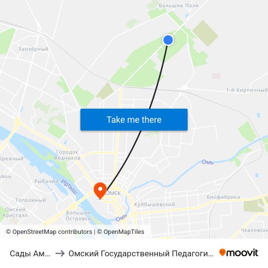 Сады Амурский to Омский Государственный Педагогический Университет map