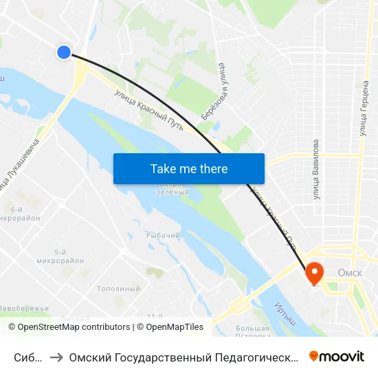 Сибади to Омский Государственный Педагогический Университет map