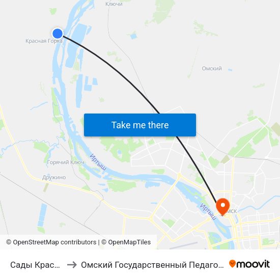 Сады Красная Горка to Омский Государственный Педагогический Университет map