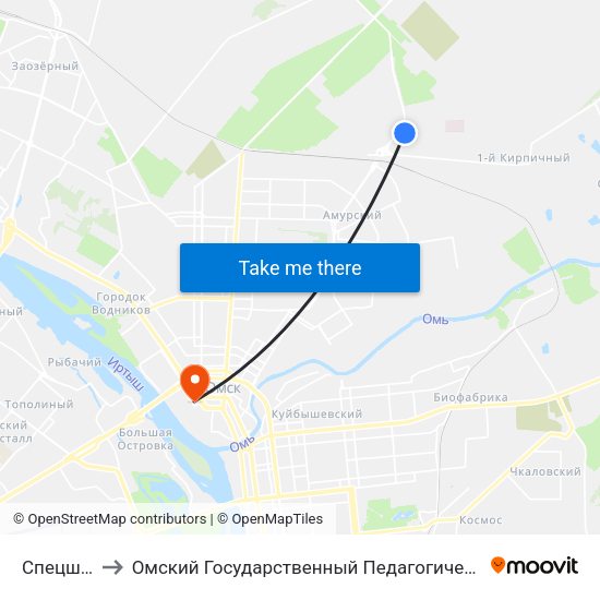 Спецшкола to Омский Государственный Педагогический Университет map