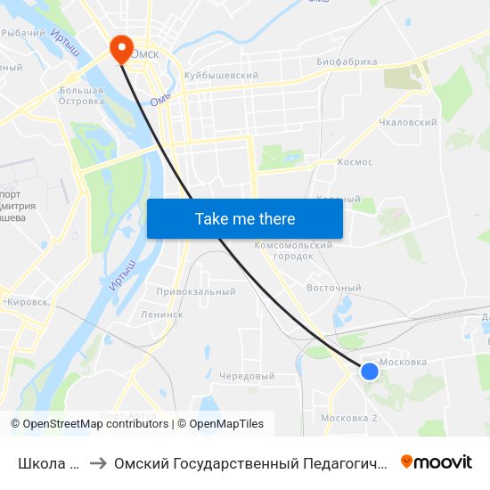 Школа №110 to Омский Государственный Педагогический Университет map