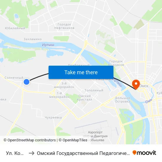 Ул. Комкова to Омский Государственный Педагогический Университет map