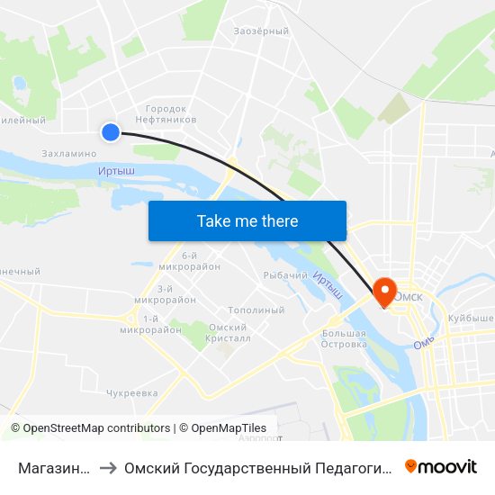 Магазин Садко to Омский Государственный Педагогический Университет map