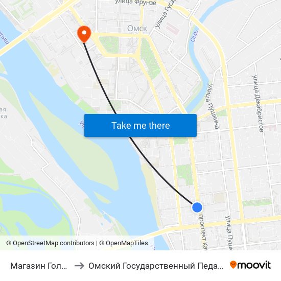 Магазин Голубой Огонек to Омский Государственный Педагогический Университет map