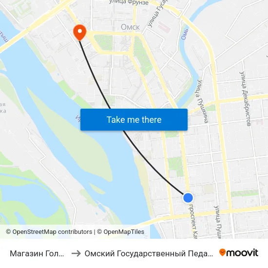 Магазин Голубой Огонек to Омский Государственный Педагогический Университет map