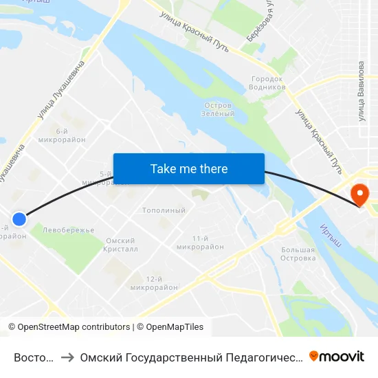 Восточная to Омский Государственный Педагогический Университет map