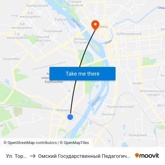 Ул. Торговая to Омский Государственный Педагогический Университет map