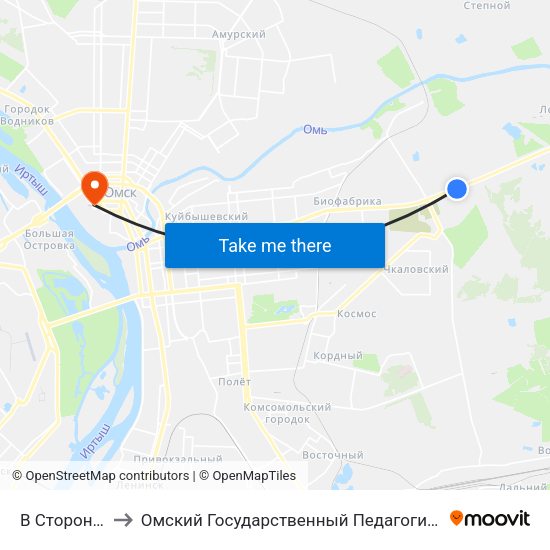 В Сторону Тэц-5 to Омский Государственный Педагогический Университет map