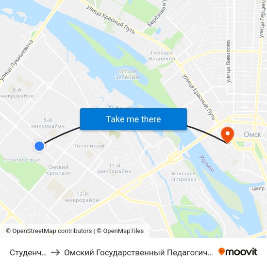 Студенческая to Омский Государственный Педагогический Университет map