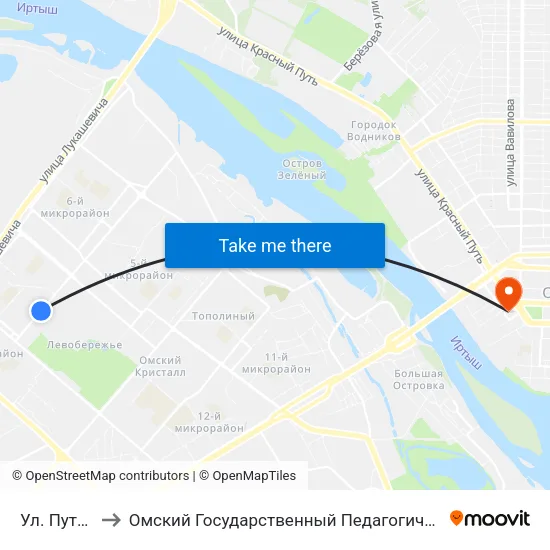 Ул. Путилова to Омский Государственный Педагогический Университет map