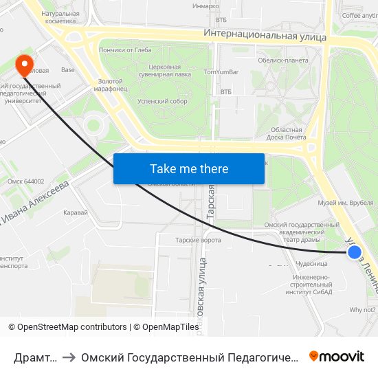 Драмтеатр to Омский Государственный Педагогический Университет map