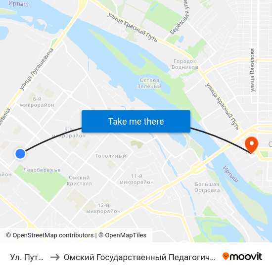 Ул. Путилова to Омский Государственный Педагогический Университет map