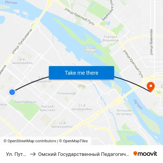 Ул. Путилова to Омский Государственный Педагогический Университет map