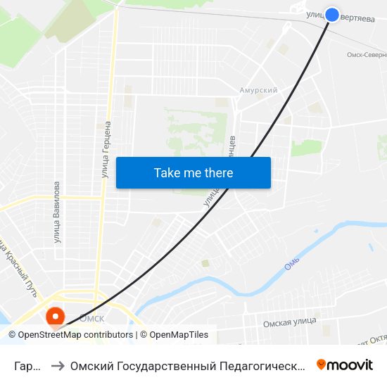 Гаражи to Омский Государственный Педагогический Университет map