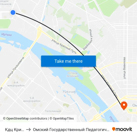 Кдц Кристалл to Омский Государственный Педагогический Университет map