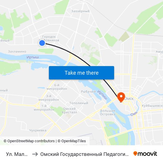 Ул. Малунцева to Омский Государственный Педагогический Университет map