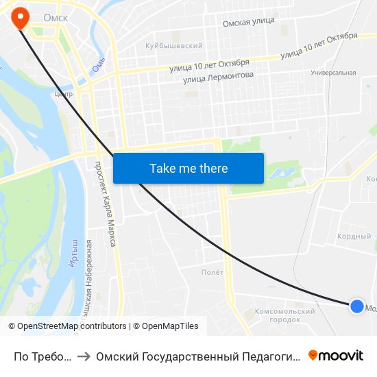 По Требованию to Омский Государственный Педагогический Университет map