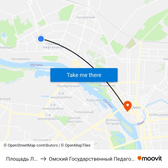 Площадь Лицкевича to Омский Государственный Педагогический Университет map