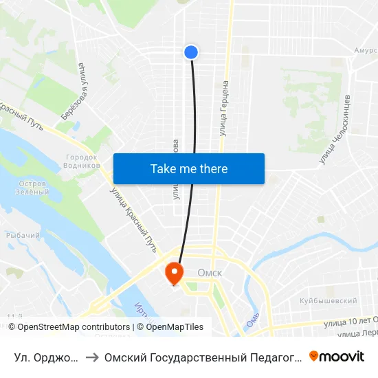 Ул. Орджоникидзе to Омский Государственный Педагогический Университет map
