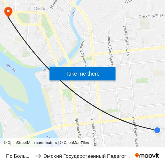 По Большевичка to Омский Государственный Педагогический Университет map