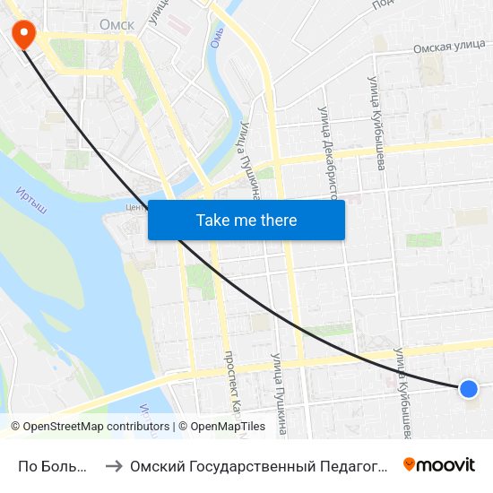 По Большевичка to Омский Государственный Педагогический Университет map