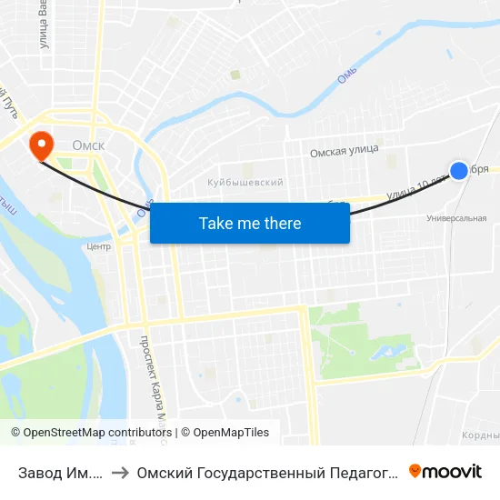 Завод Им. Попова to Омский Государственный Педагогический Университет map