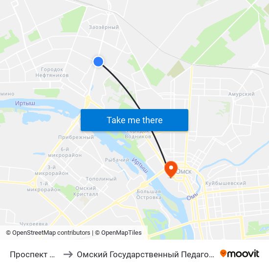 Проспект Королева to Омский Государственный Педагогический Университет map