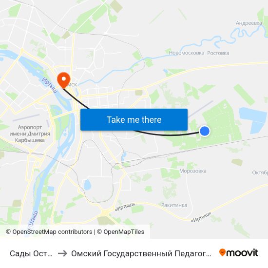 Сады Осташково to Омский Государственный Педагогический Университет map