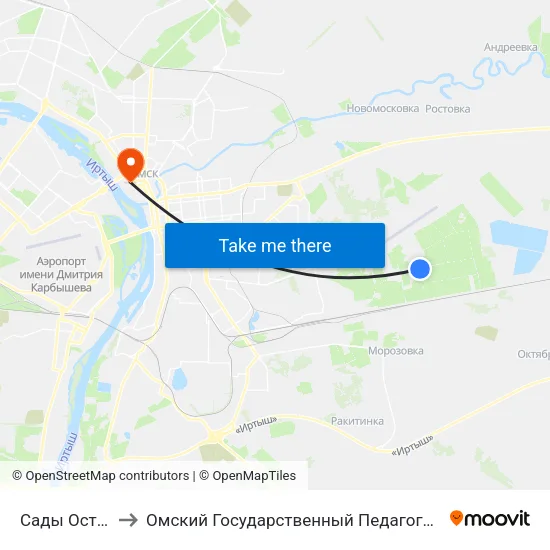 Сады Осташково to Омский Государственный Педагогический Университет map