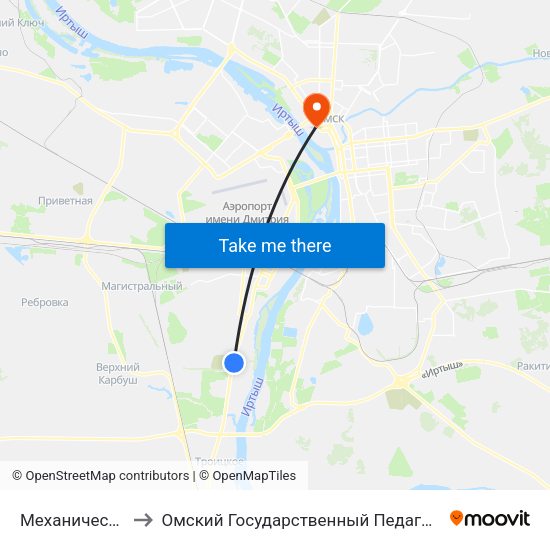 Механический Завод to Омский Государственный Педагогический Университет map