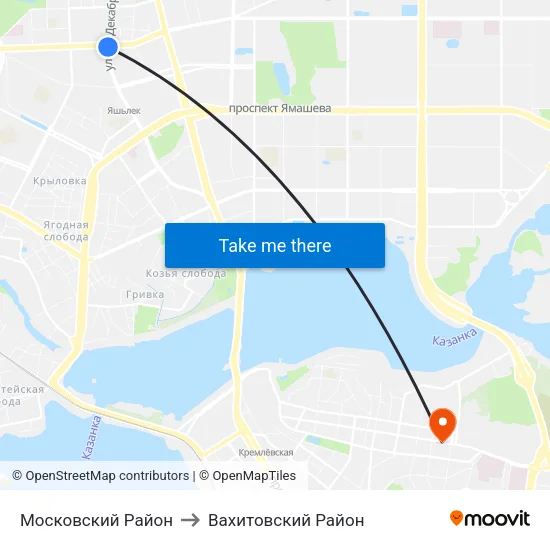 Московский Район to Вахитовский Район map