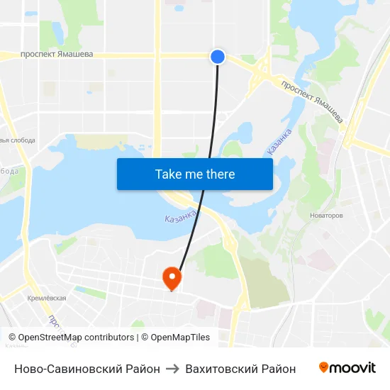 Ново-Савиновский Район to Вахитовский Район map