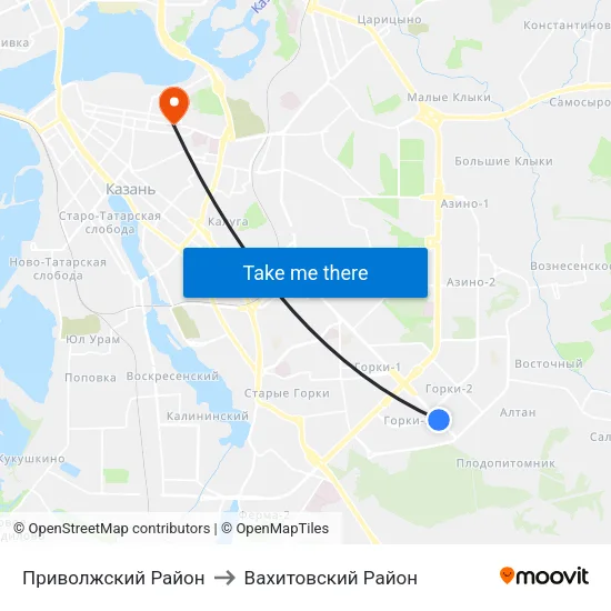 Приволжский Район to Вахитовский Район map