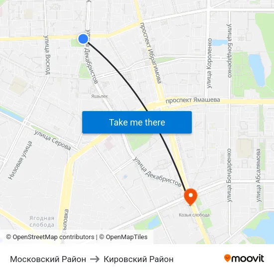 Московский Район to Кировский Район map
