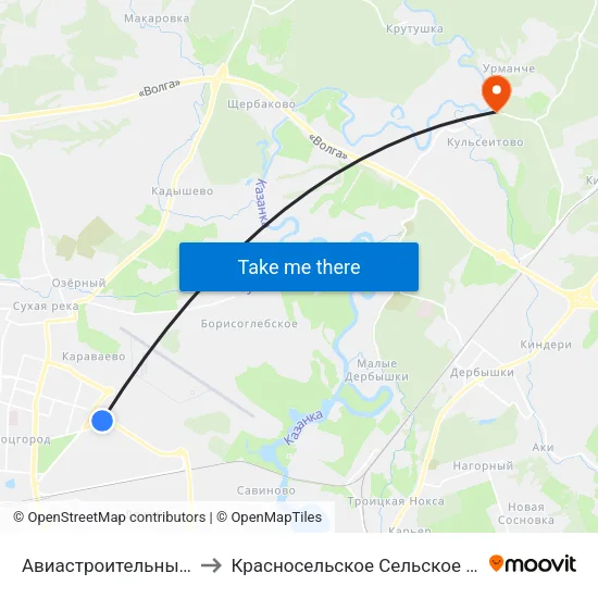 Авиастроительный Район to Красносельское Сельское Поселение map