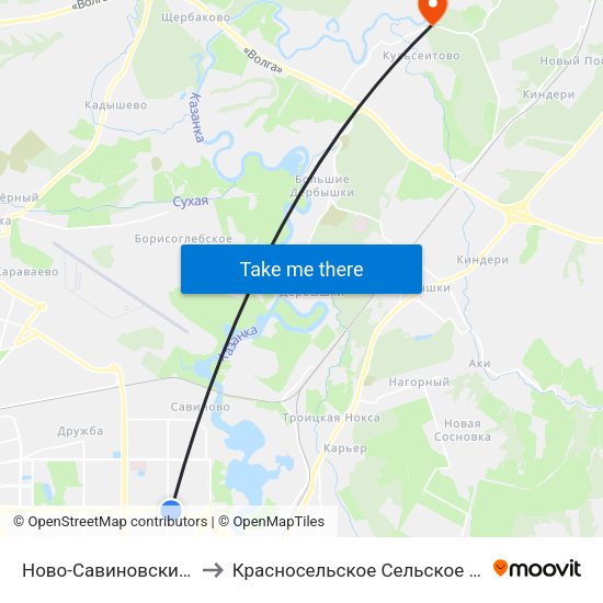 Ново-Савиновский Район to Красносельское Сельское Поселение map