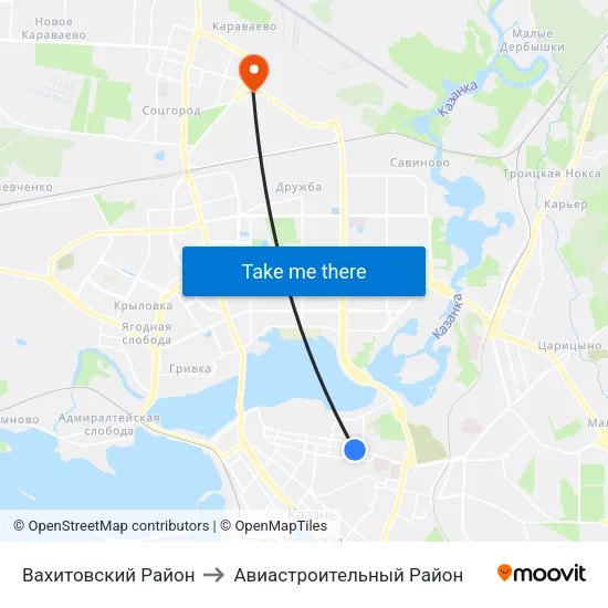 Вахитовский Район to Авиастроительный Район map