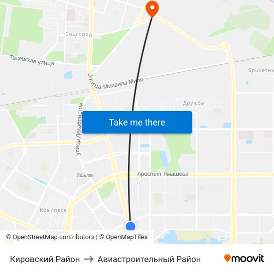 Кировский Район to Авиастроительный Район map