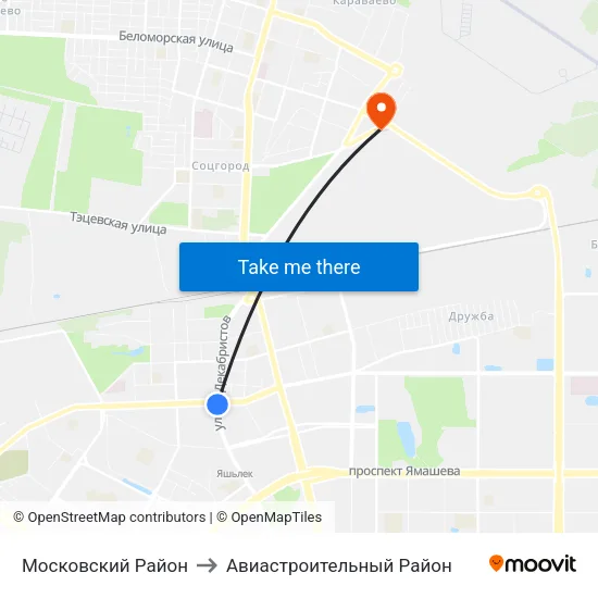 Московский Район to Авиастроительный Район map