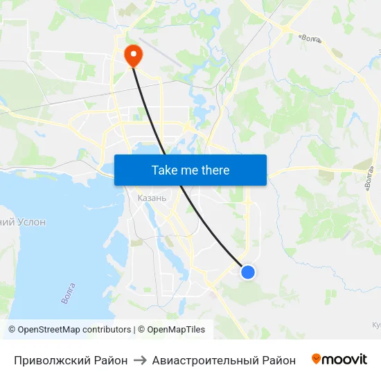 Приволжский Район to Авиастроительный Район map