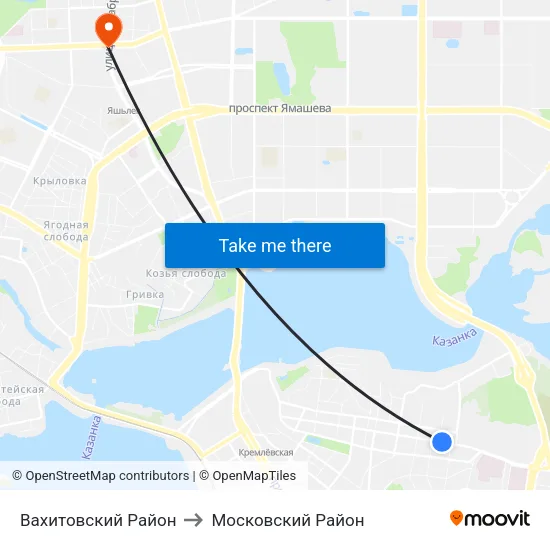 Вахитовский Район to Московский Район map