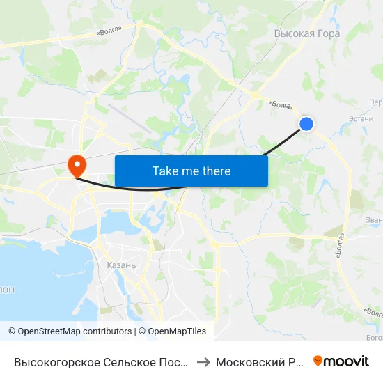 Высокогорское Сельское Поселение to Московский Район map