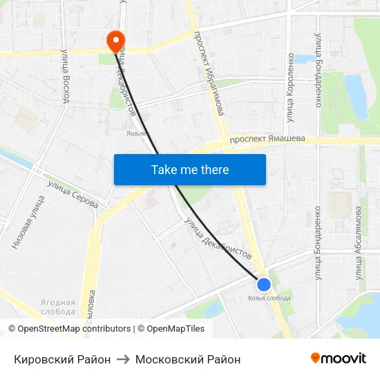 Кировский Район to Московский Район map