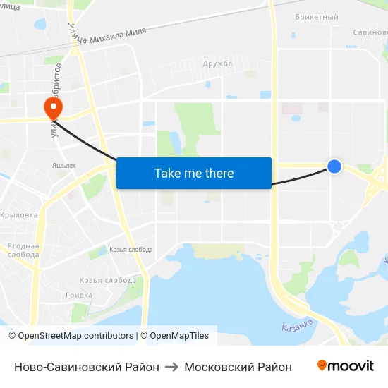 Ново-Савиновский Район to Московский Район map
