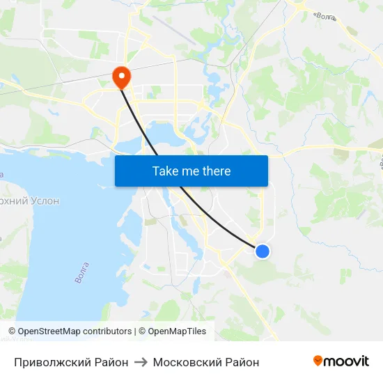 Приволжский Район to Московский Район map