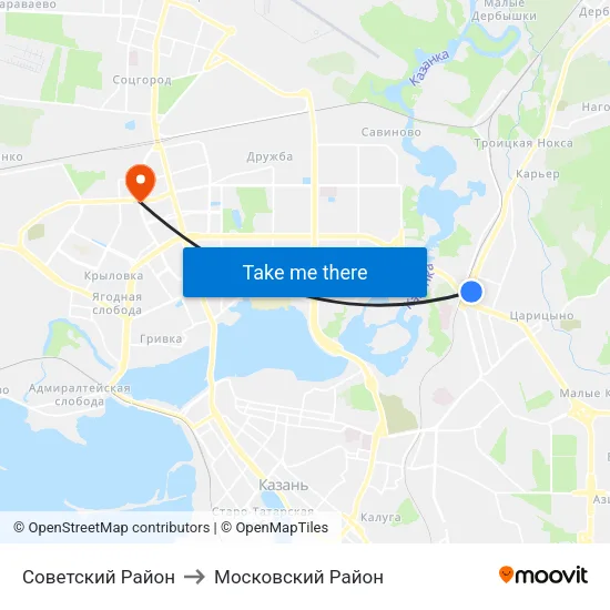 Советский Район to Московский Район map